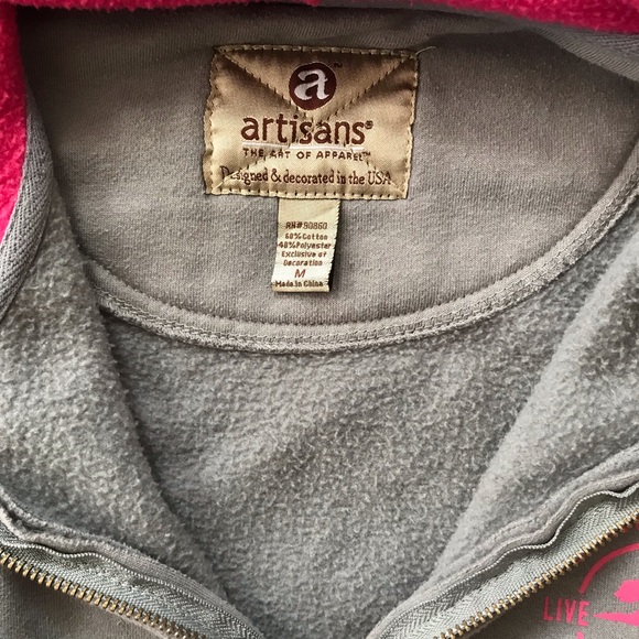 Nice Artisan gray/magenta pink zip up hoodies w/ 2 pockets - Picture 7 of 8